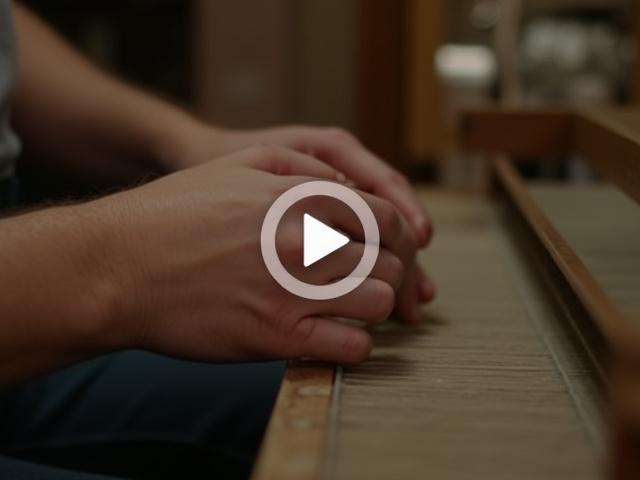 Thumbnail for a textiles video, showcasing weaving process with a play icon overlay.